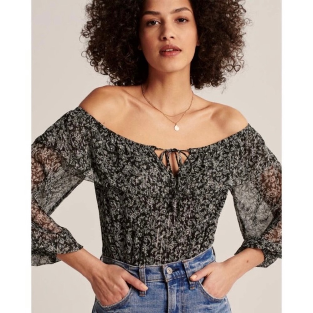 Abercrombie & Fitch black floral bodysuit